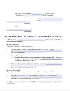 Florida dating violence injunction form