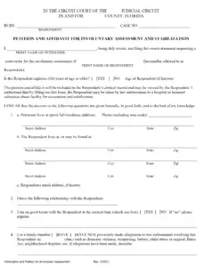 Picture of Marchman Act Petition Florida
