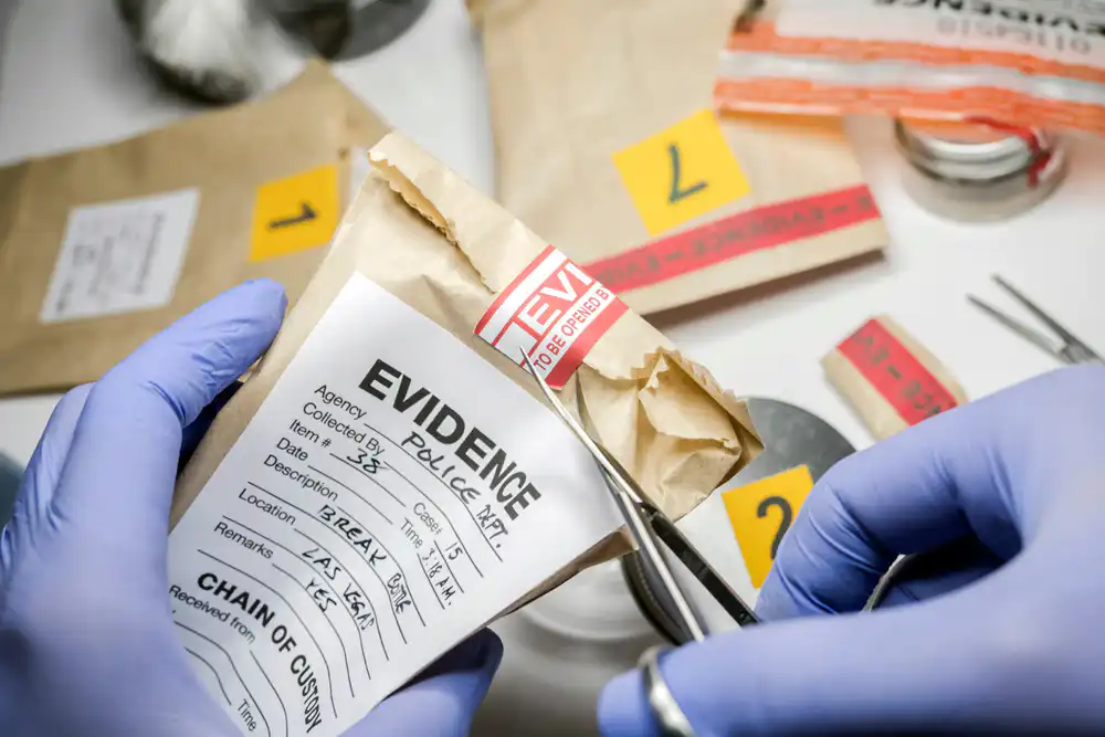 bag of evidence of a crime