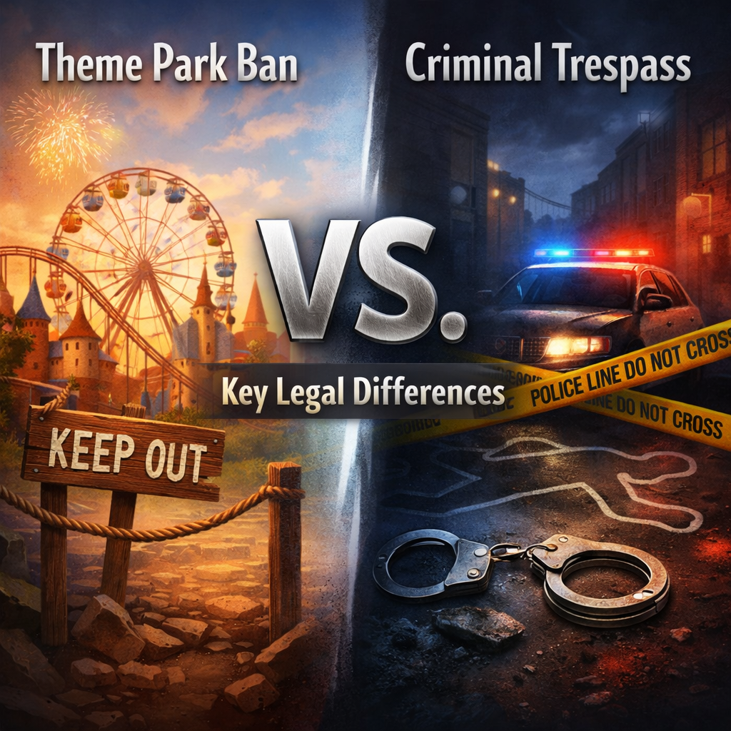 Theme Park Ban vs. Criminal Trespass: Key Legal Differences